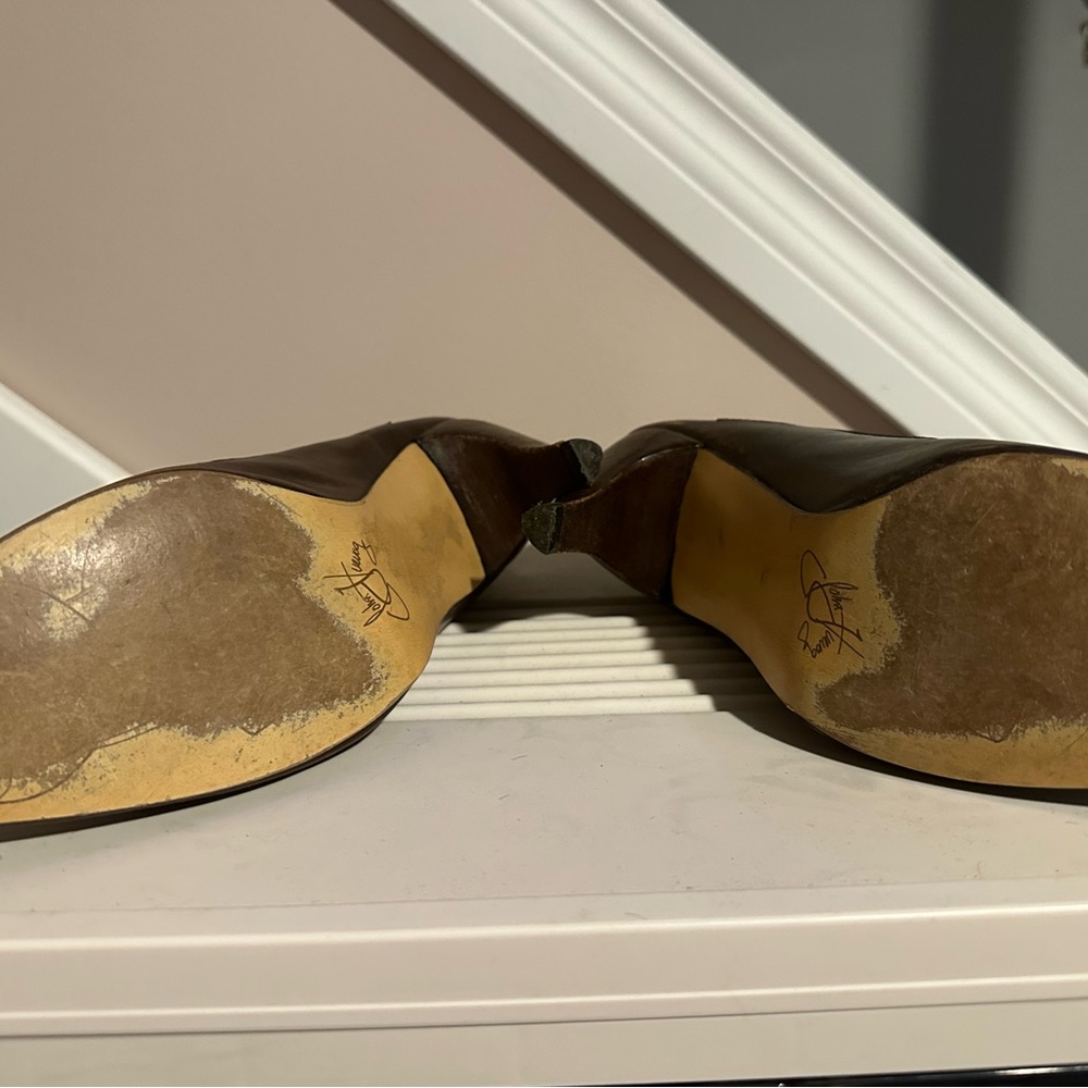 John Fluevog Burgundy and Brown Lace-Up Heels - Picture 4 of 4
